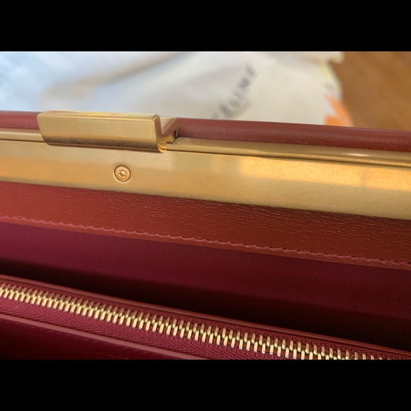 Celine Clasp Medium Red Calfskin Leather Tote - Picture 11 of 16